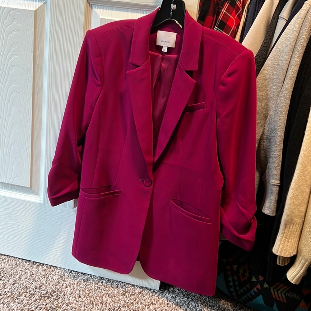Cinq a Sept Khloe Crepe Ruched Blazer